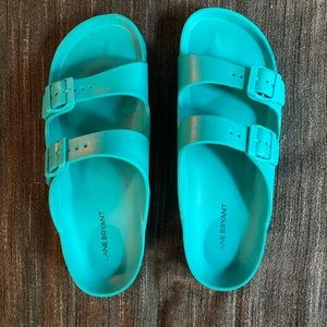 Lane Bryant Teal Double Strap Sandals